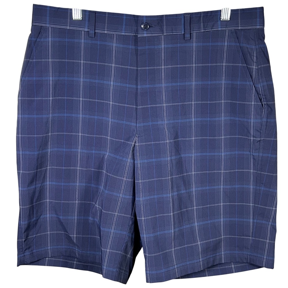 Kirkland Signature Mens‎ Plaid Golf Shorts Size 36 Blue Polyester Spandex New
